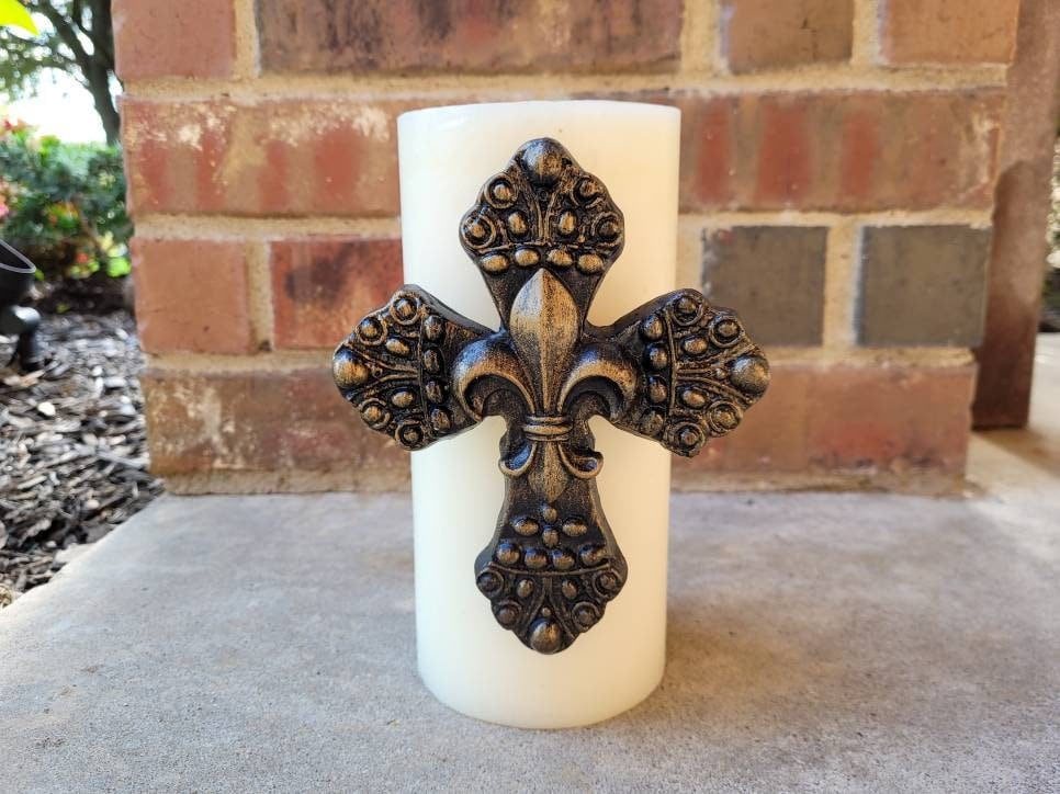 Cross Candle Pin | PICK YOUR COLOR | Fleur de Lis | Old World | Tuscan | French Country | Pillar Candle | Candle Pin | FleurDeLisJunkie |