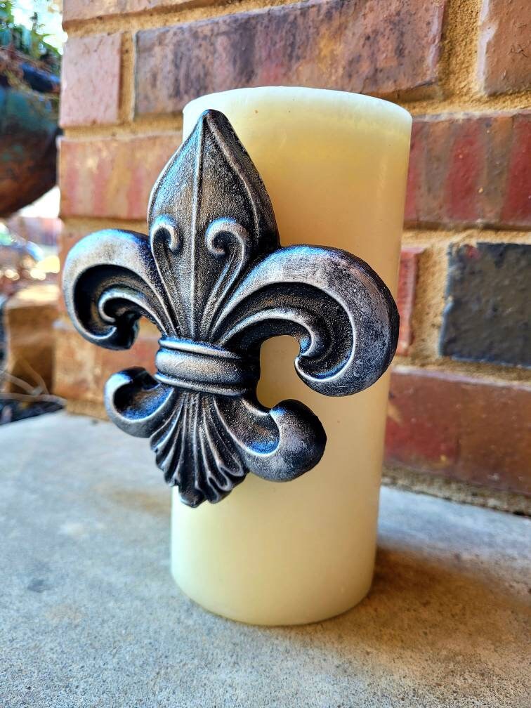 Fleur de Lis Candle Pin - PICK YOUR COLOR - Old World, Tuscan, Medieval Decor, New Orleans, Louisiana, Saints, Gift, French Country decor