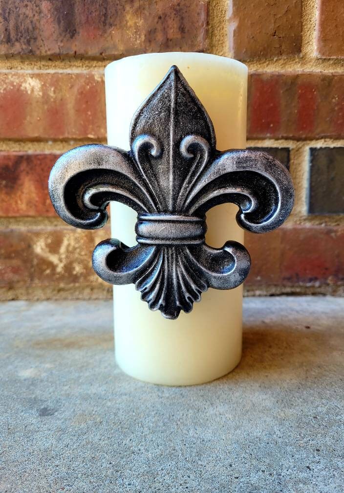 Fleur de Lis Candle Pin - PICK YOUR COLOR - Old World, Tuscan, Medieval Decor, New Orleans, Louisiana, Saints, Gift, French Country decor