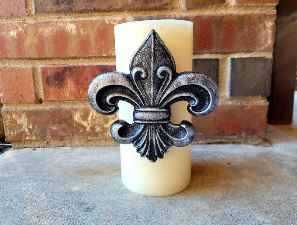 Fleur de Lis Candle Pin - PICK YOUR COLOR - Old World, Tuscan, Medieval Decor, New Orleans, Louisiana, Saints, Gift, French Country decor