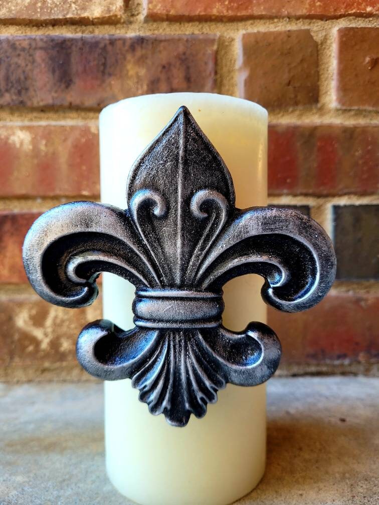 Fleur de Lis Candle Pin - PICK YOUR COLOR - Old World, Tuscan, Medieval Decor, New Orleans, Louisiana, Saints, Gift, French Country decor