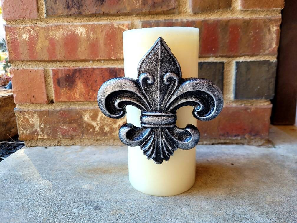 Fleur de Lis Candle Pin - PICK YOUR COLOR - Old World, Tuscan, Medieval Decor, New Orleans, Louisiana, Saints, Gift, French Country decor