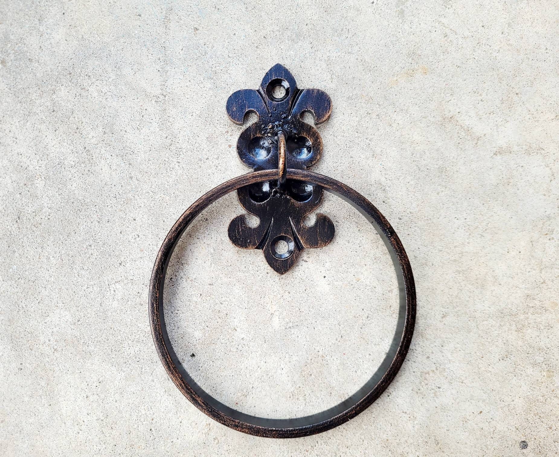 Iron Towel Ring | Towel Holder | Wall Towel Rack | Metal Bathroom Fixture | Bath Hardware | Hand Towel Ring | Towel Hanger | Fleur De Lis