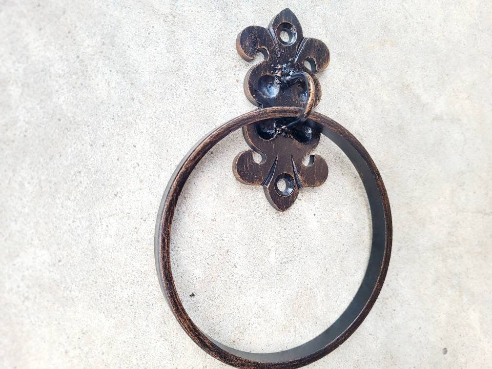 Iron Towel Ring | Towel Holder | Wall Towel Rack | Metal Bathroom Fixture | Bath Hardware | Hand Towel Ring | Towel Hanger | Fleur De Lis