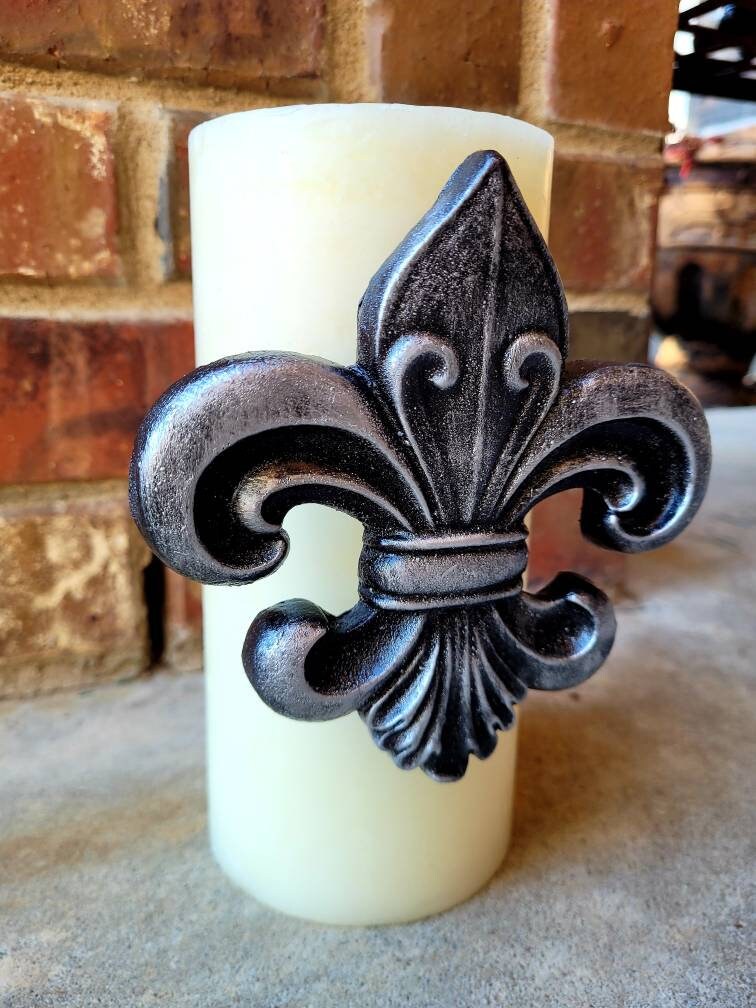 Fleur de Lis Candle Pin - PICK YOUR COLOR - Old World, Tuscan, Medieval Decor, New Orleans, Louisiana, Saints, Gift, French Country decor