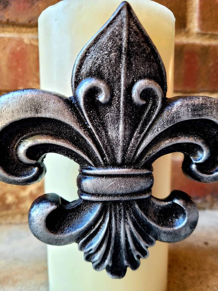 Fleur de Lis Candle Pin - PICK YOUR COLOR - Old World, Tuscan, Medieval Decor, New Orleans, Louisiana, Saints, Gift, French Country decor