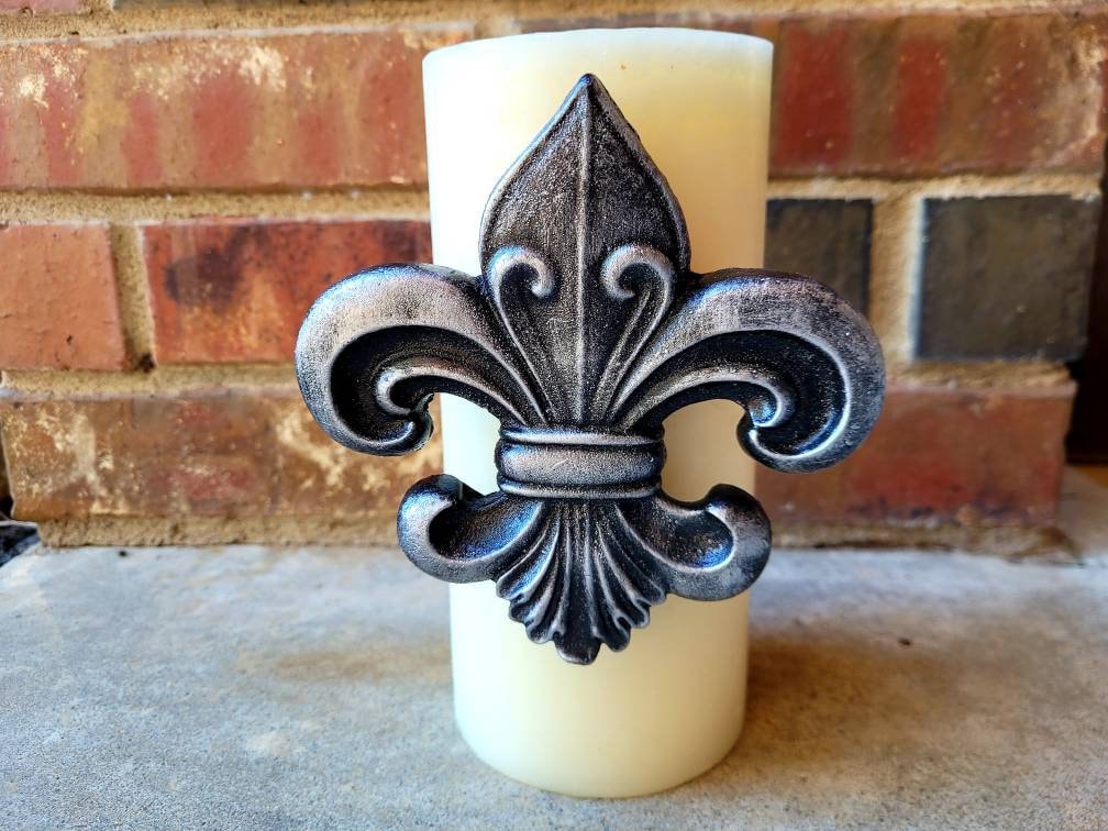 Fleur de Lis Candle Pin - PICK YOUR COLOR - Old World, Tuscan, Medieval Decor, New Orleans, Louisiana, Saints, Gift, French Country decor