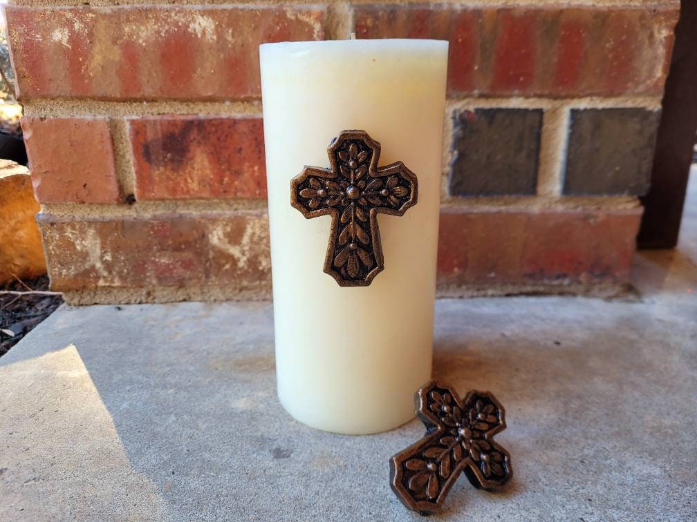 Set of 2 Cross Candle Pins | PICK Your COLOR | TWO Candle Pins | Christian | Crosses for Candles | Pillar Candle pins | FleurDeLisJunkie