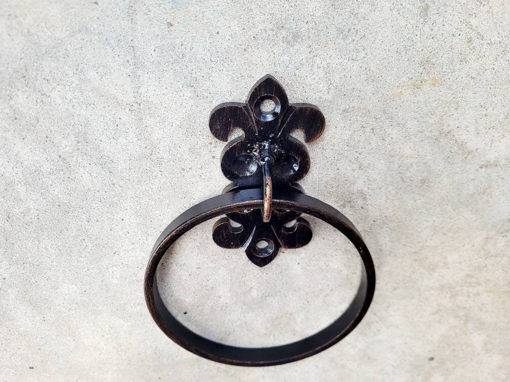 Iron Towel Ring | Towel Holder | Wall Towel Rack | Metal Bathroom Fixture | Bath Hardware | Hand Towel Ring | Towel Hanger | Fleur De Lis