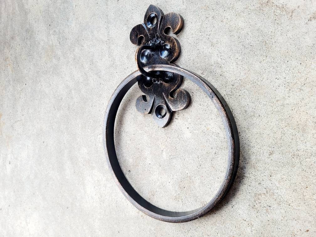 Iron Towel Ring | Towel Holder | Wall Towel Rack | Metal Bathroom Fixture | Bath Hardware | Hand Towel Ring | Towel Hanger | Fleur De Lis