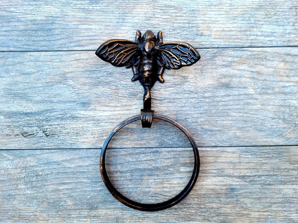 Bee Towel Hook, Bathroom Towel Hanger, Nature, Wall Hook, Bath towel ring, Queen Bee, bumblebee, original design, new fixture, bath decor