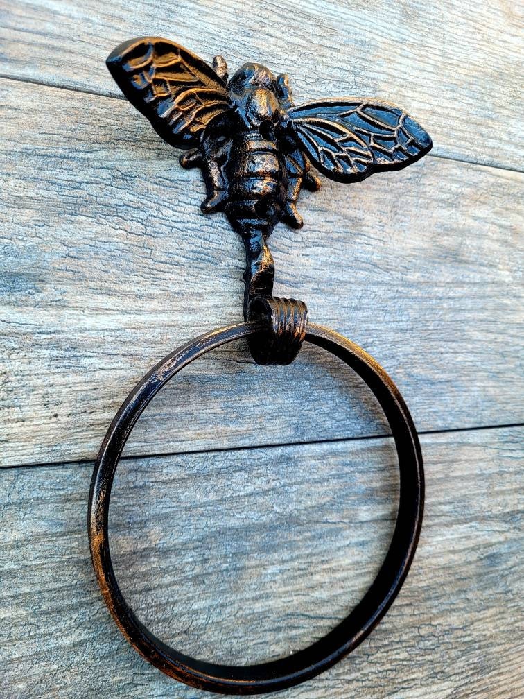 Bee Towel Hook, Bathroom Towel Hanger, Nature, Wall Hook, Bath towel ring, Queen Bee, bumblebee, original design, new fixture, bath decor