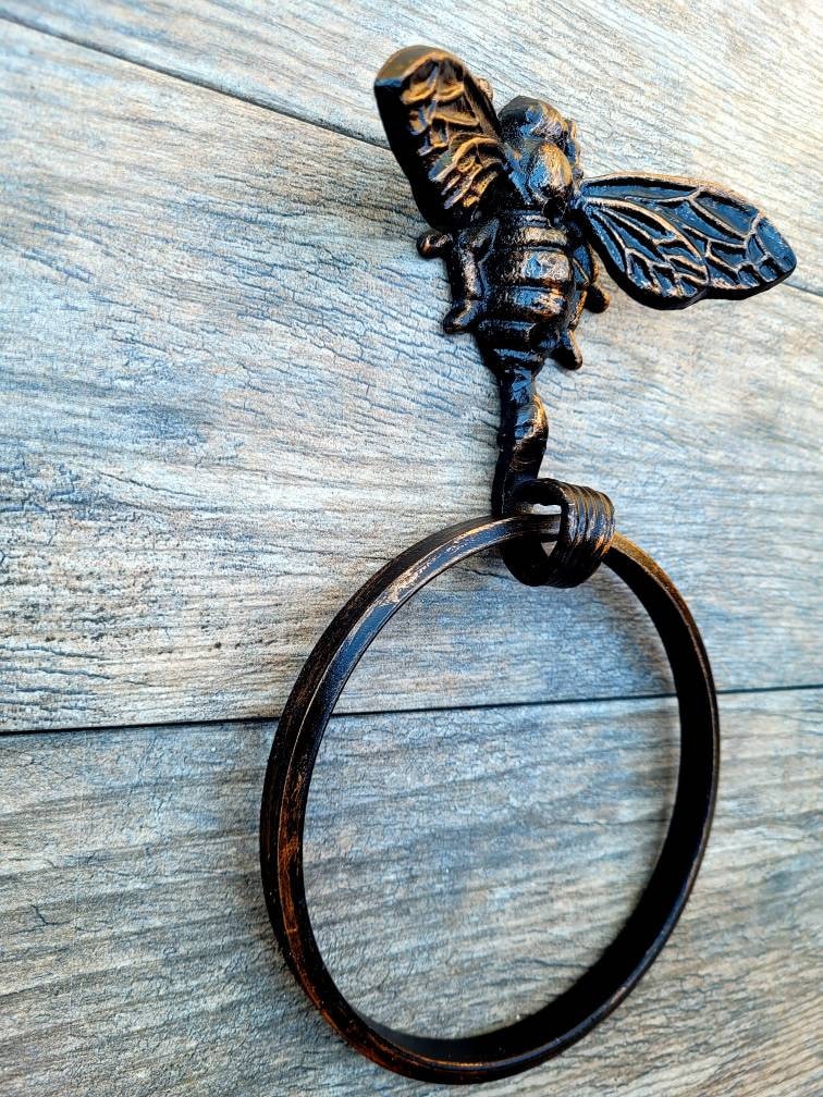 Bee Towel Hook, Bathroom Towel Hanger, Nature, Wall Hook, Bath towel ring, Queen Bee, bumblebee, original design, new fixture, bath decor