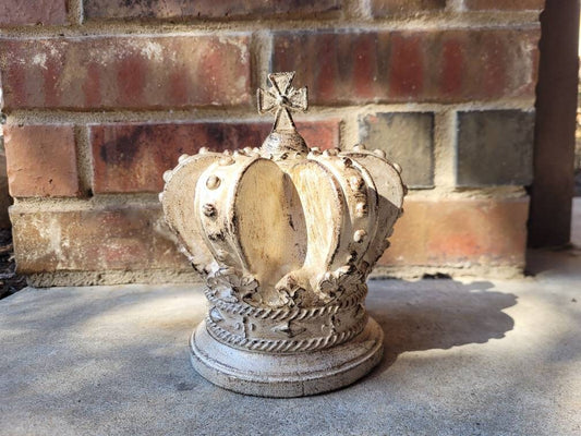 Crown Finial with Cross top - PICK COLOR - Old World Tuscan Medieval Royal Decor FleurDeLisJunkie | Finial | His & Her Crowns | King | Queen