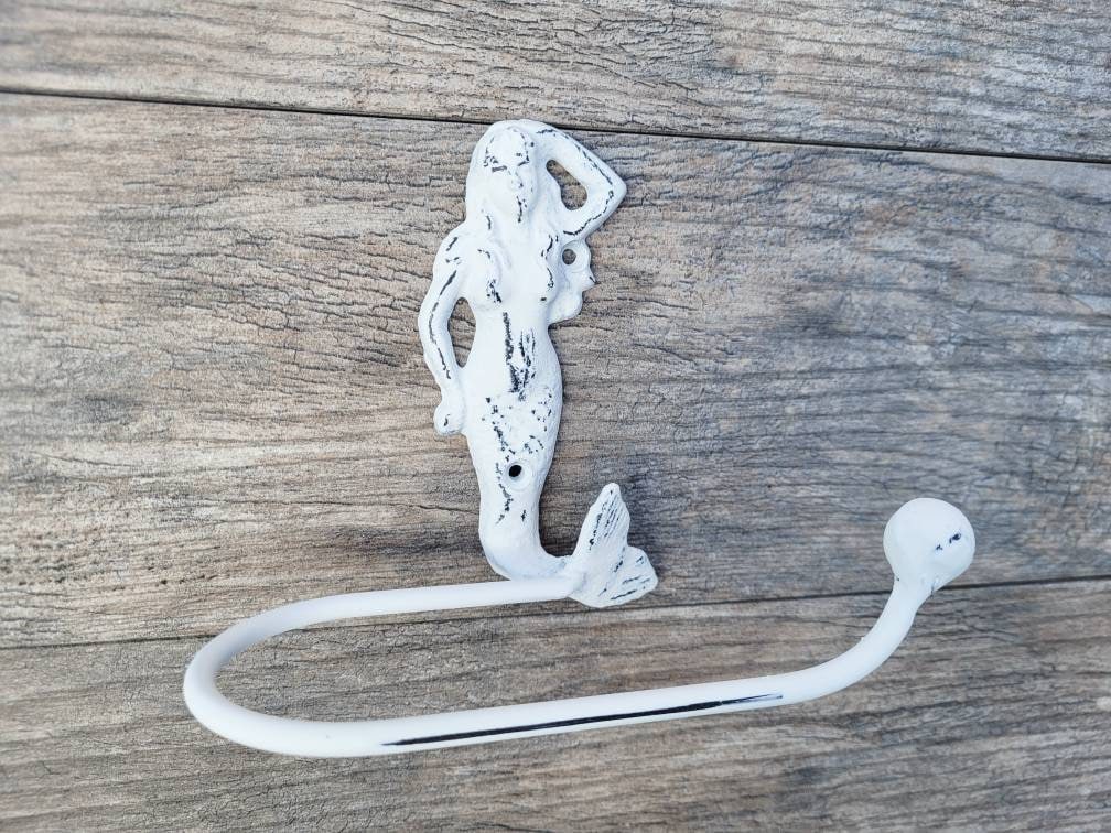 Mermaid Toilet Paper Holder, TP Holder, Toilet Tissue Holder, Wall Hook, Beach Cottage, Lake house bathroom decor, Bath fixture, shabby chic
