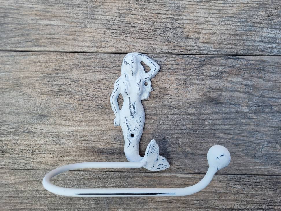 Mermaid Toilet Paper Holder, TP Holder, Toilet Tissue Holder, Wall Hook, Beach Cottage, Lake house bathroom decor, Bath fixture, shabby chic