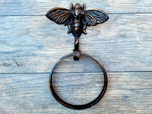 Bee Towel Hook, Bathroom Towel Hanger, Nature, Wall Hook, Bath towel ring, Queen Bee, bumblebee, original design, new fixture, bath decor