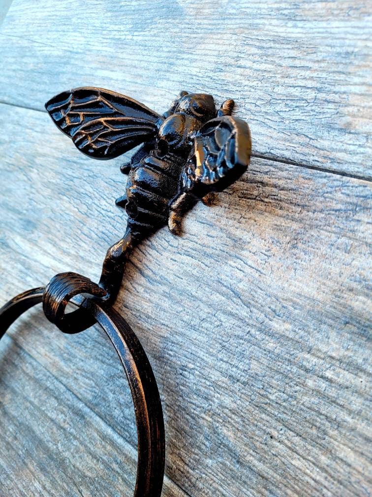 Bee Towel Hook, Bathroom Towel Hanger, Nature, Wall Hook, Bath towel ring, Queen Bee, bumblebee, original design, new fixture, bath decor