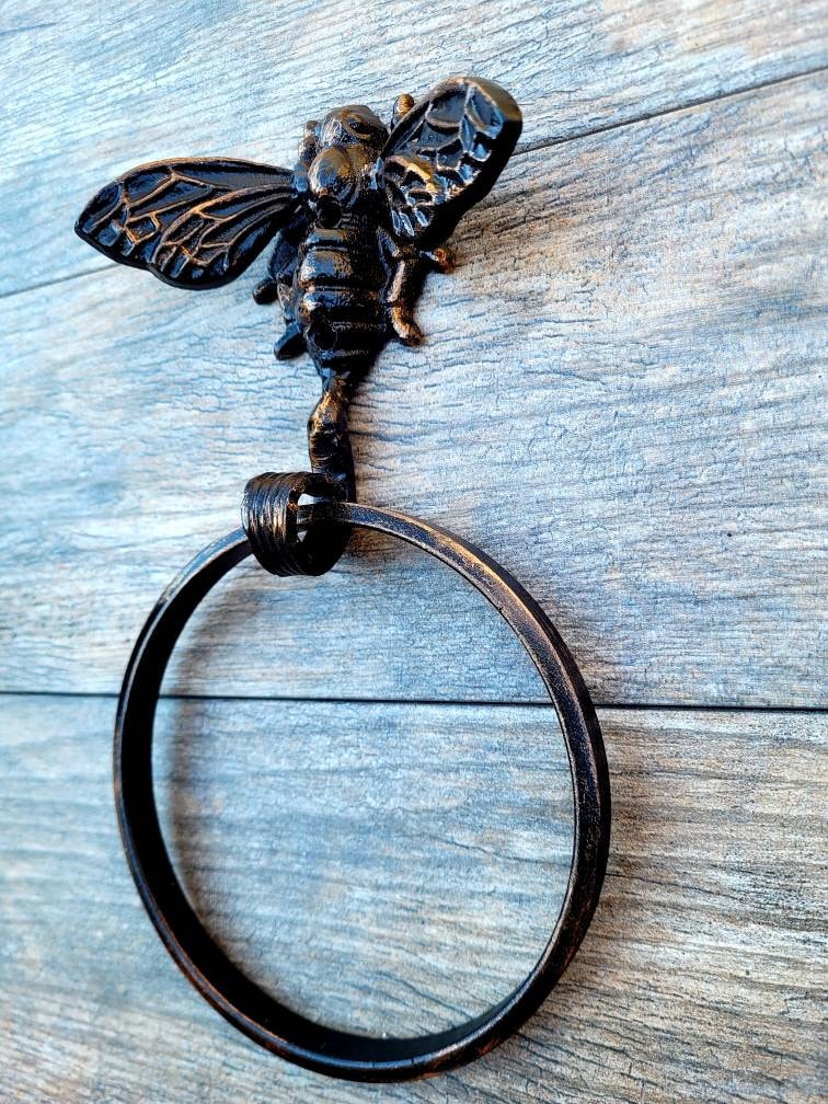 Bee Towel Hook, Bathroom Towel Hanger, Nature, Wall Hook, Bath towel ring, Queen Bee, bumblebee, original design, new fixture, bath decor