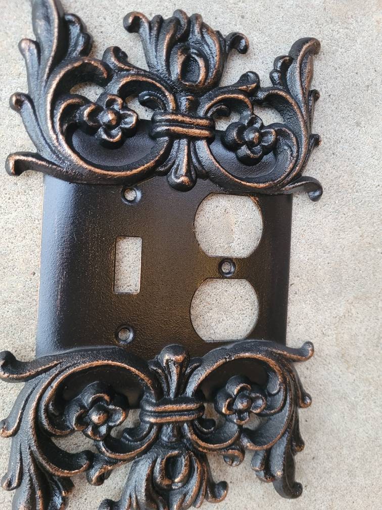 Switch plate Toggle Outlet | PICK YOUR COLOR | Switch Plate Covers | combo Switch Plate | Light Switch plate | FleurDeLisJunkie