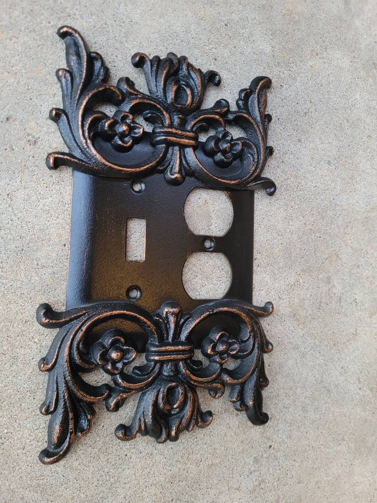 Switch plate Toggle Outlet | PICK YOUR COLOR | Switch Plate Covers | combo Switch Plate | Light Switch plate | FleurDeLisJunkie