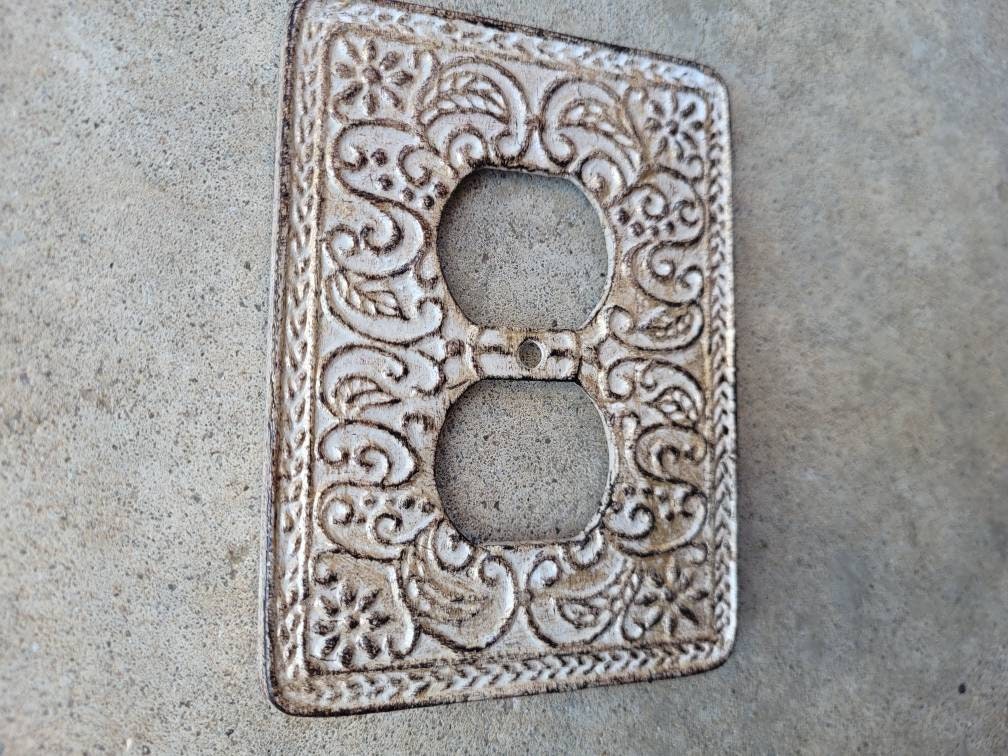 Metal Outlet Cover - PICK YOUR COLOR - Switch Plate - Turquoise Wall Decor - Ornate Home Decor - Plug Decor - Outlet Wall Plate - Fleur