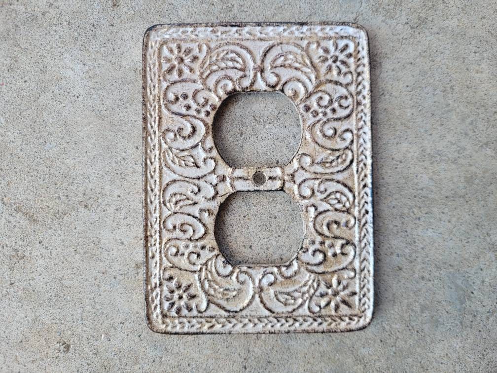 Metal Outlet Cover - PICK YOUR COLOR - Switch Plate - Turquoise Wall Decor - Ornate Home Decor - Plug Decor - Outlet Wall Plate - Fleur