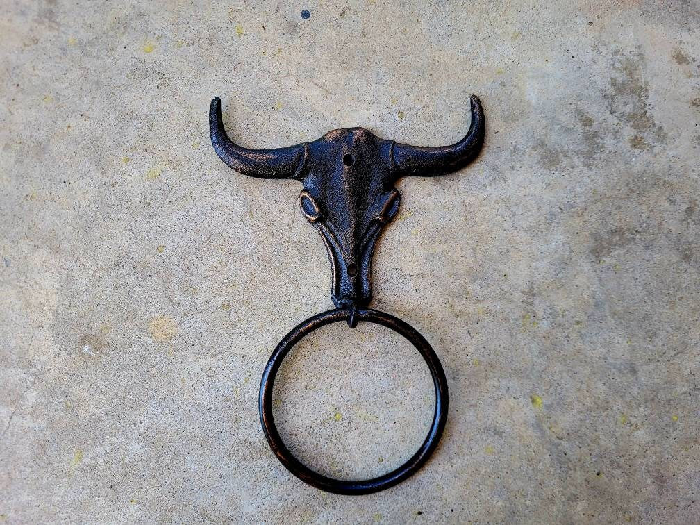 Longhorn Bathroom Towel Ring | Pick Your Color and Size | Cast Iron Towel Ring | Towel Hanger | Ranch Cabin Bath | Western decor |