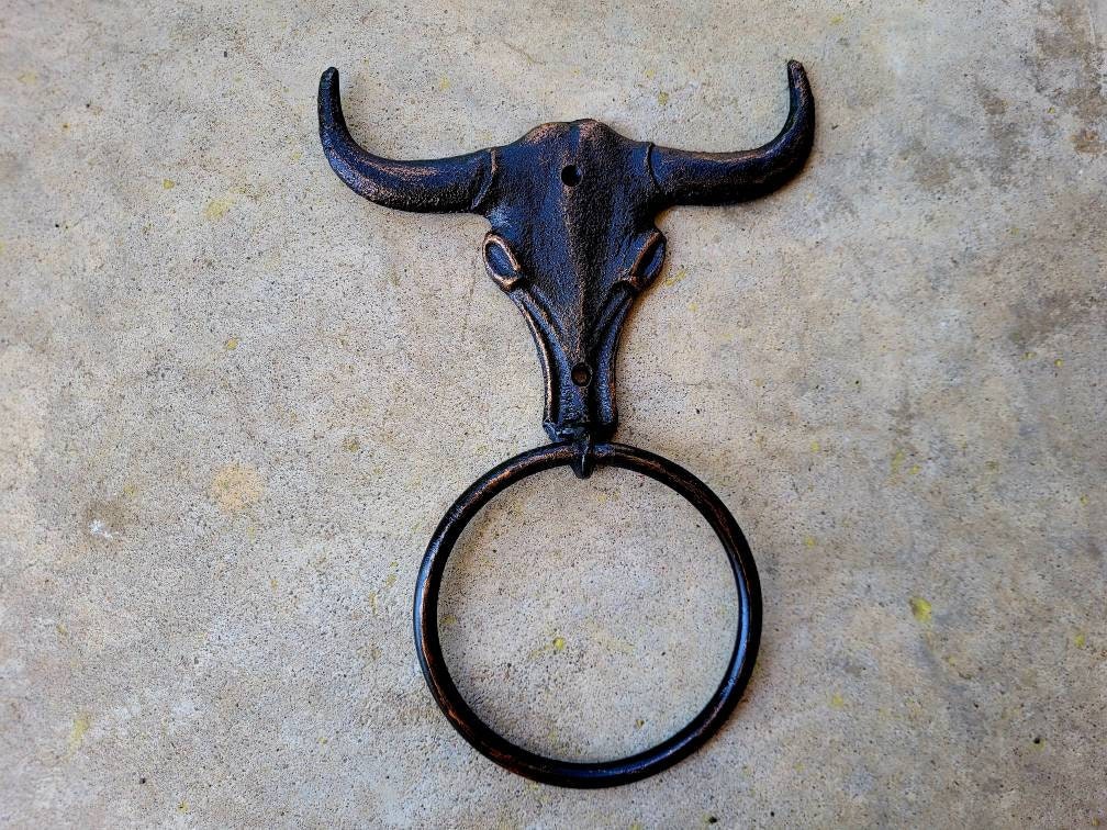 Longhorn Bathroom Towel Ring | Pick Your Color and Size | Cast Iron Towel Ring | Towel Hanger | Ranch Cabin Bath | Western decor |