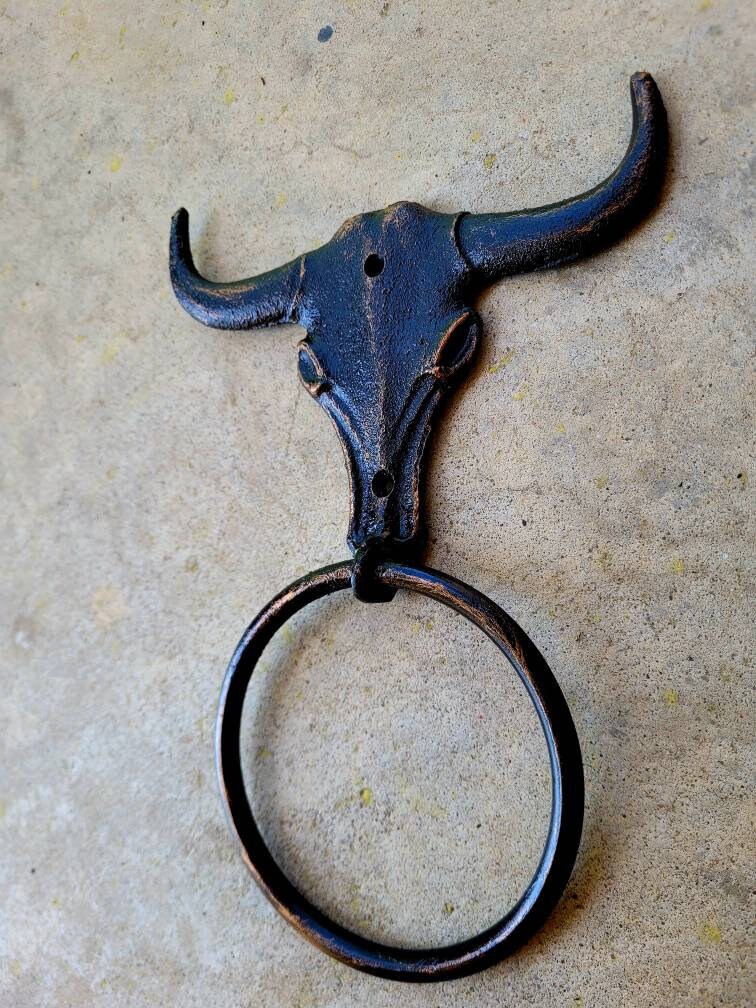 Longhorn Bathroom Towel Ring | Pick Your Color and Size | Cast Iron Towel Ring | Towel Hanger | Ranch Cabin Bath | Western decor |