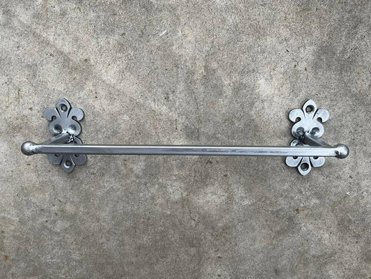 Metal Towel Bar for Bathrooom, hand painted. Original design. Hacienda Spanish Mediterranean Medieval Royal Old World Iron Bath Fixture.