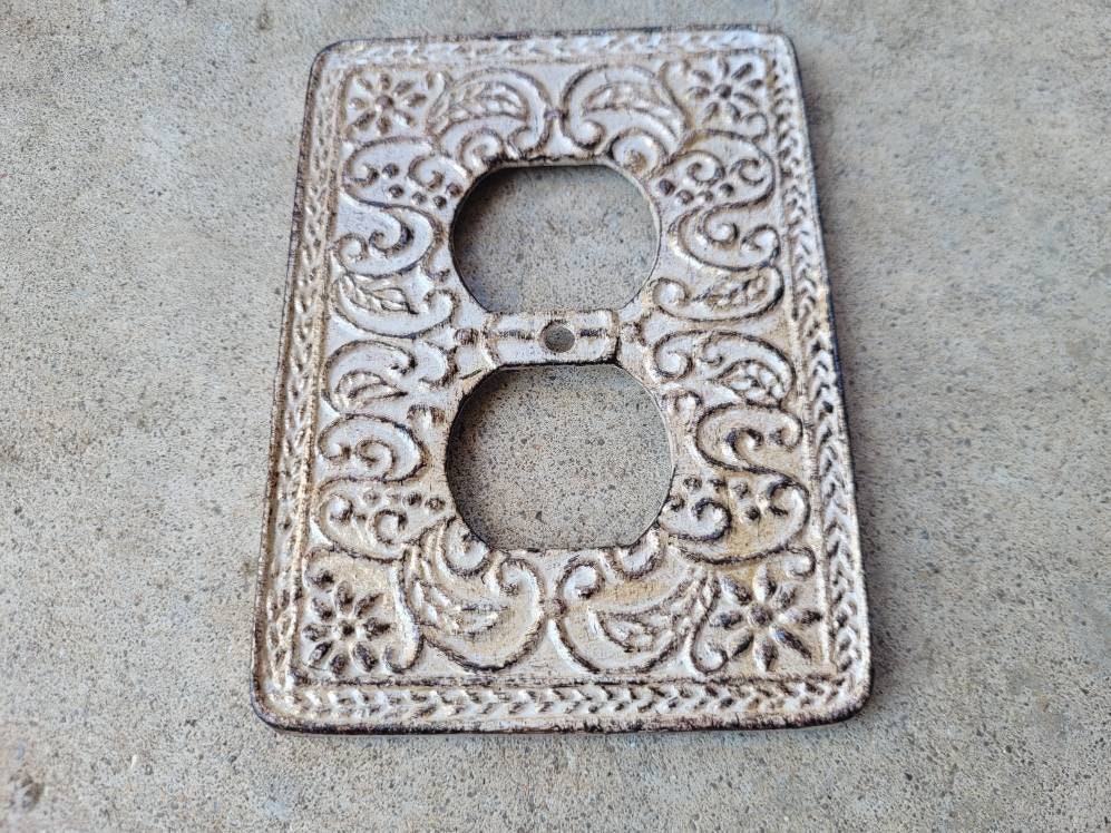 Metal Outlet Cover - PICK YOUR COLOR - Switch Plate - Turquoise Wall Decor - Ornate Home Decor - Plug Decor - Outlet Wall Plate - Fleur