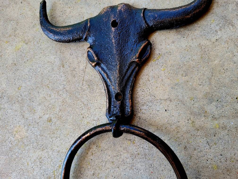 Longhorn Bathroom Towel Ring | Pick Your Color and Size | Cast Iron Towel Ring | Towel Hanger | Ranch Cabin Bath | Western decor |