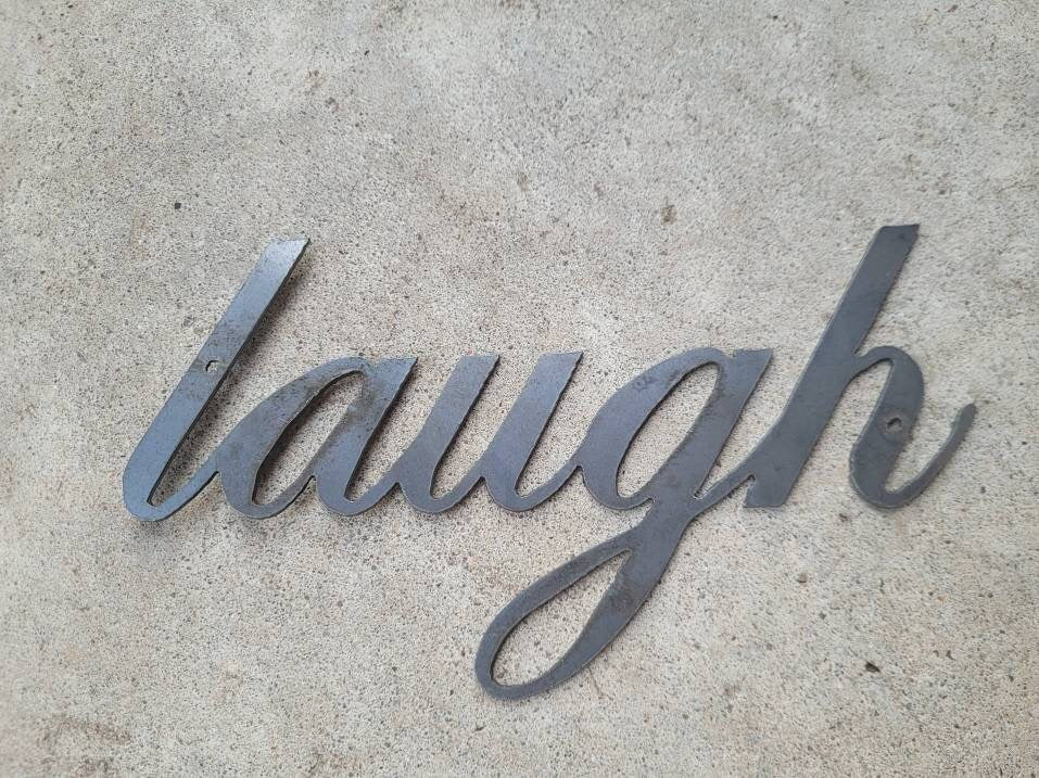 LAUGH Metal Wall Art Word Quote | PICK Your COLOR | Craft Supplies | FleurdelisJunkie