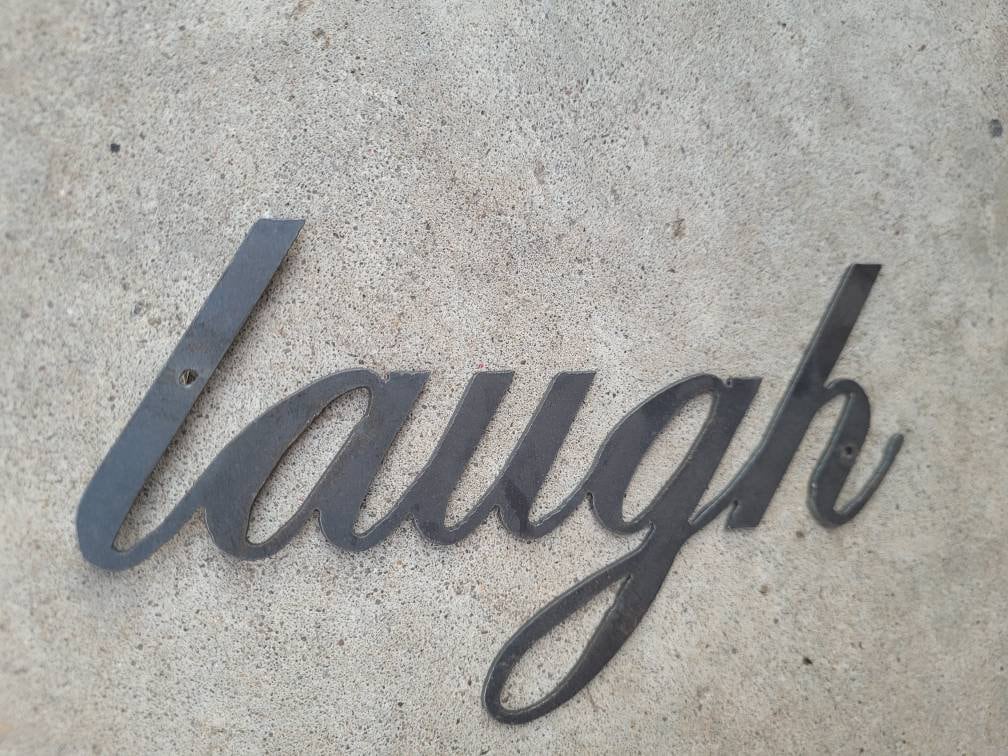 LAUGH Metal Wall Art Word Quote | PICK Your COLOR | Craft Supplies | FleurdelisJunkie