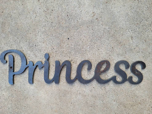 PRINCESS sign | Metal Wall Art Word, Bedroom Nursery, Baby girl Sign. Girl's Wall Decor. Fairy Unicorn Ballerina Bedroom