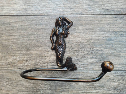 Mermaid Toilet Paper Holder, TP Holder, Toilet Tissue Holder, Nature, Wall Hook, Beach Cottage, Lake house bathroom decor, Bath fixture