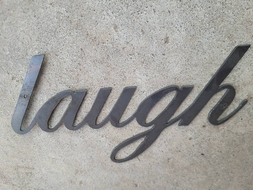 LAUGH Metal Wall Art Word Quote | PICK Your COLOR | Craft Supplies | FleurdelisJunkie