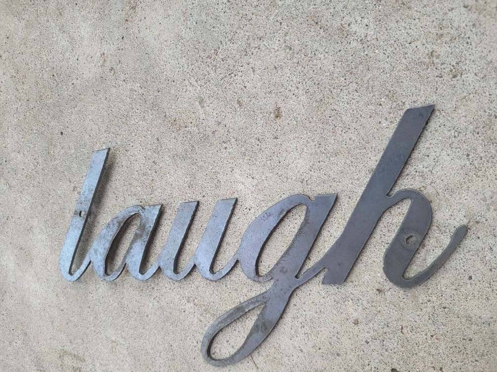 LAUGH Metal Wall Art Word Quote | PICK Your COLOR | Craft Supplies | FleurdelisJunkie