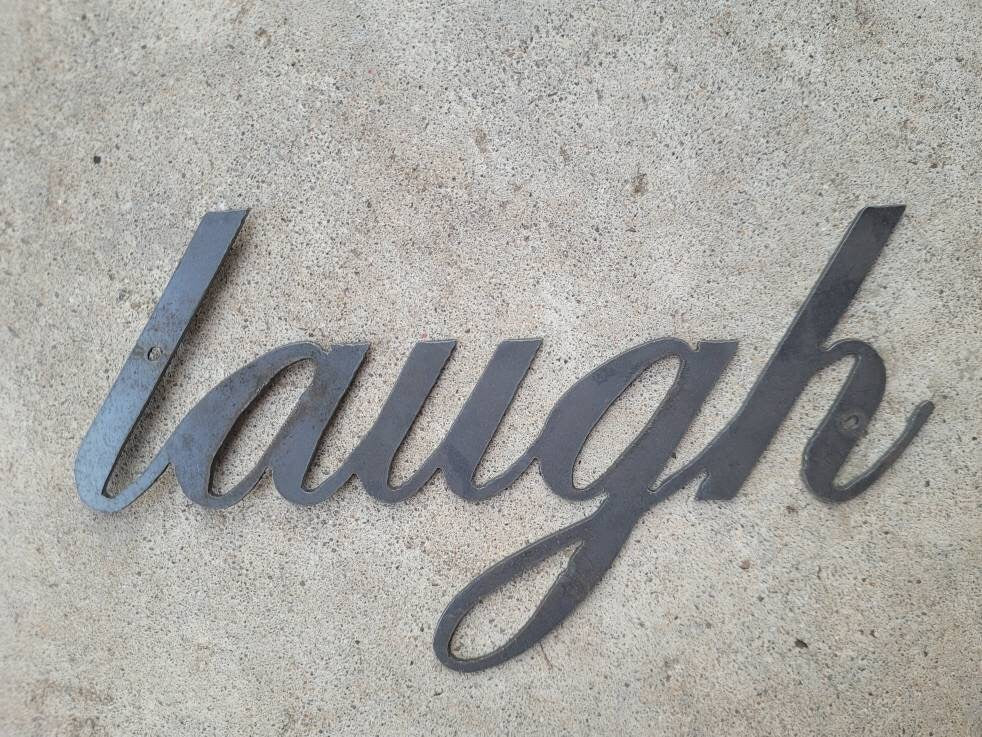 LAUGH Metal Wall Art Word Quote | PICK Your COLOR | Craft Supplies | FleurdelisJunkie