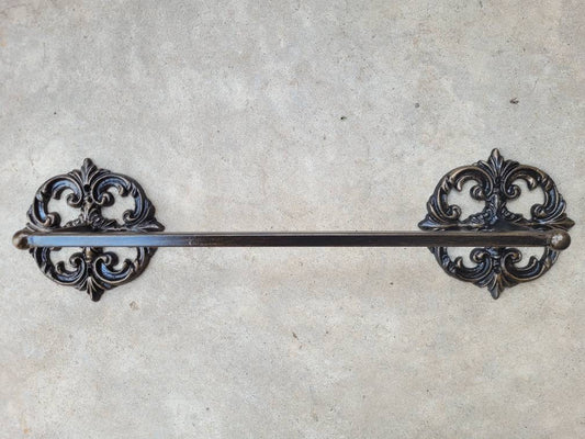 Metal Towel Bar for Bathrooom, PICK YOUR COLOR. Iron Towel Holder for Bath | Fleur de Lis Towel Rod