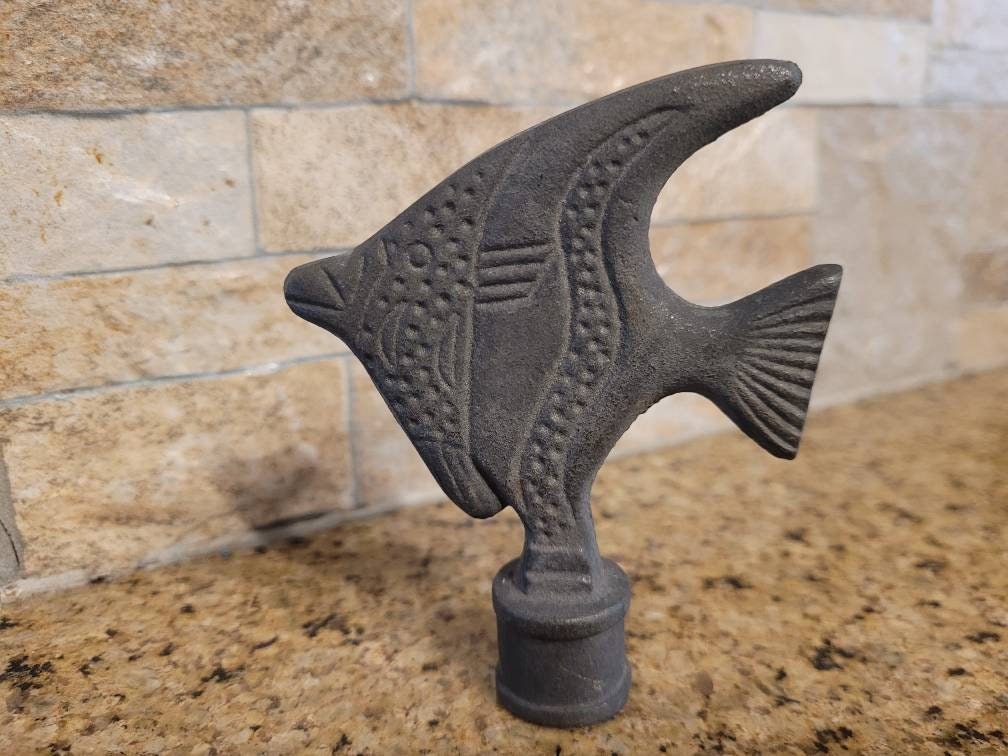 Fish Spear Finial tabletop Fence Decor | PICK YOUR COLOR | Hardware Garden Backyard Decor Fencing Supplies Finials Top Rail Top, Angel fish