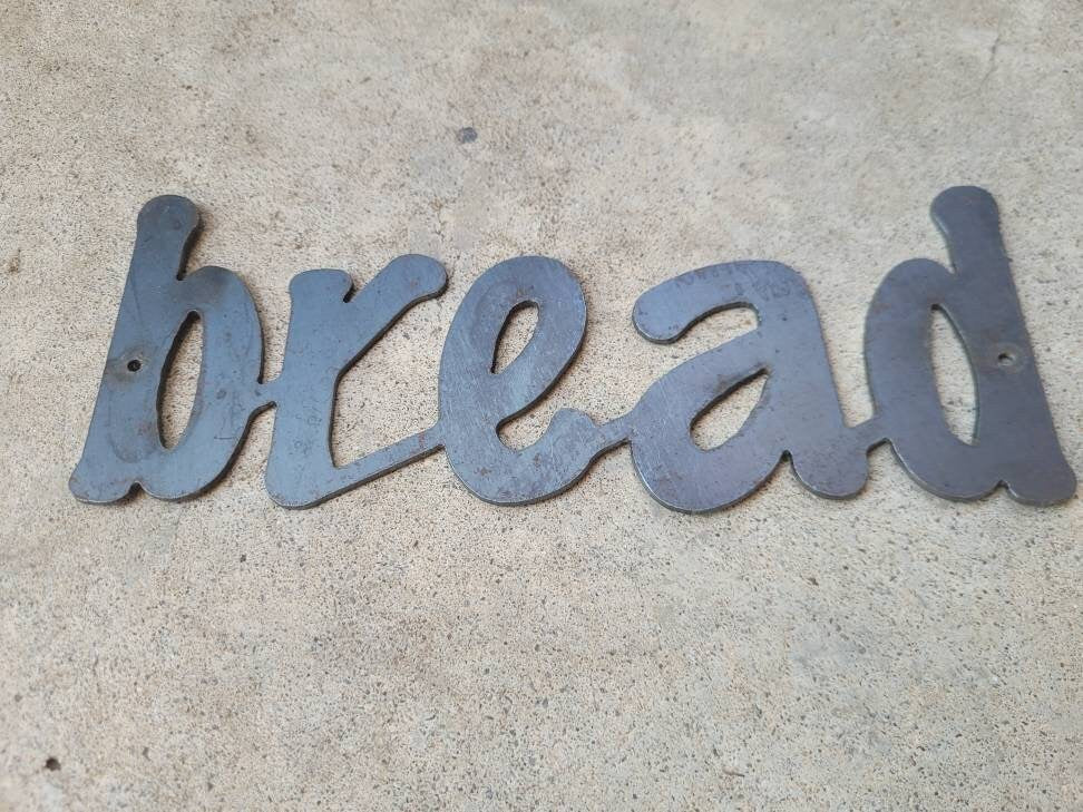 BREAD Metal Wall Art Word Sign | PICK Your COLOR | Craft Supplies | FleurdelisJunkie | Kitchen Wall Decor Rustic Steel