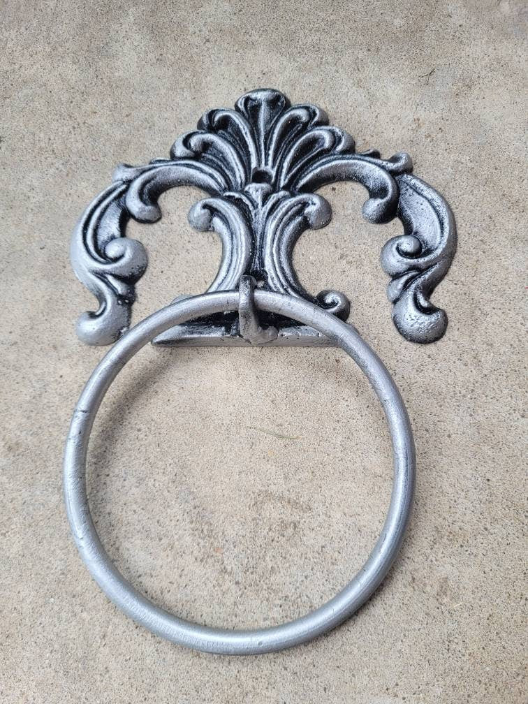 Towel Ring | PICK YOUR COLOR | Iron Towel Hanger | Metal Bathroom Towel Holder | Tuscan Old World Bath Hardware | Fleurdelisjunkie