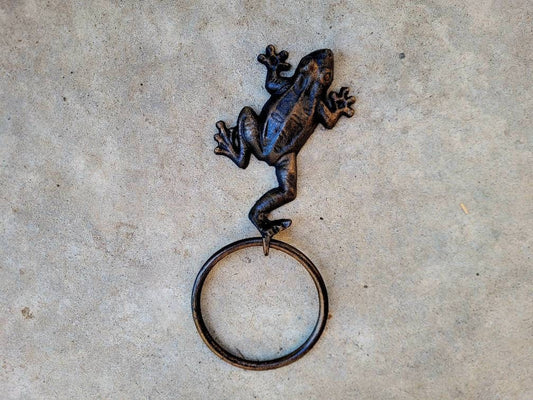 Frog Towel Hook, Bathroom Towel Hanger, Nature, Wall Hook towel ring| Iron Frog Towel Holder | Metal Bath hardware | Powder room decor