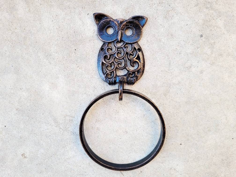 Owl Towel Hook, Iron Bathroom Towel Hanger, Nature, Wall Hook bird, kids decor | Metal Bath hardware | Hand Towel Holder Powder room