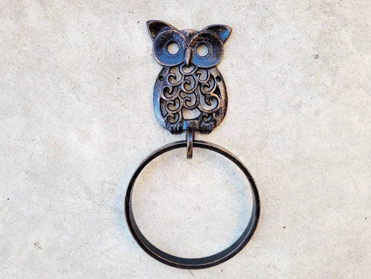 Owl Towel Hook, Iron Bathroom Towel Hanger, Nature, Wall Hook bird, kids decor | Metal Bath hardware | Hand Towel Holder Powder room