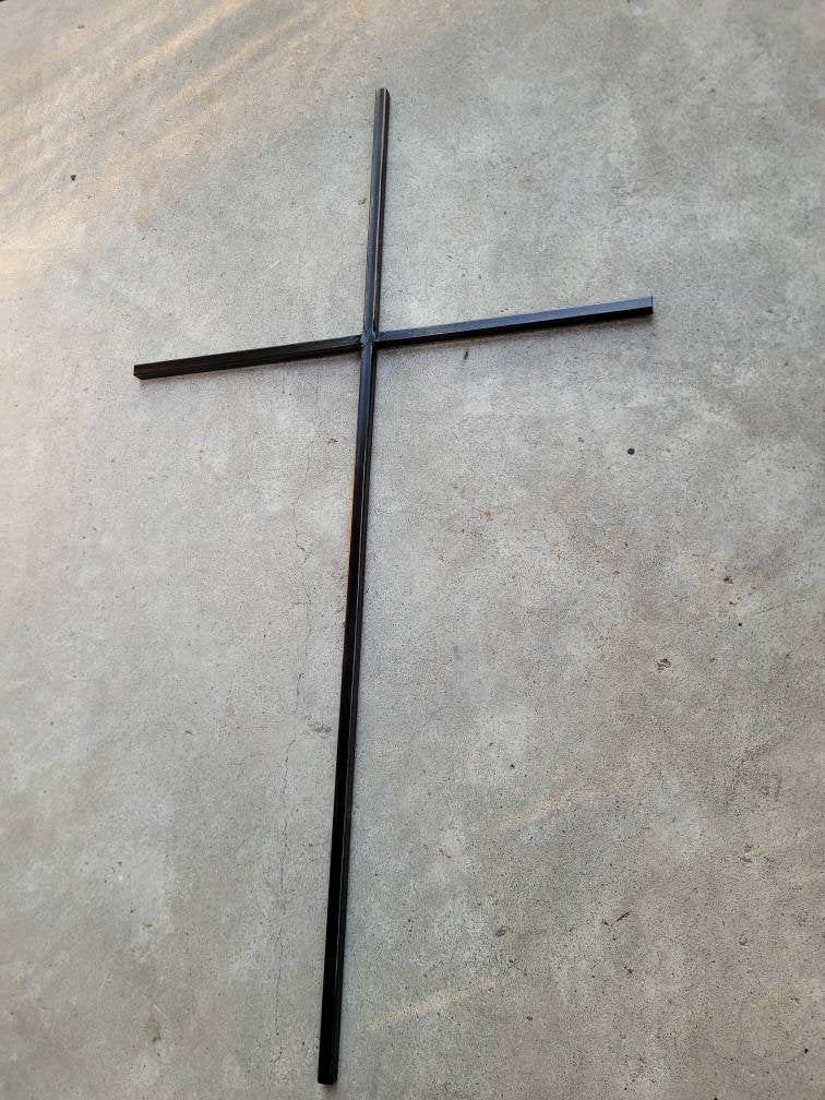 Large Iron Wall Cross. Handmade and hand painted. 36 inches tall. Original Design.