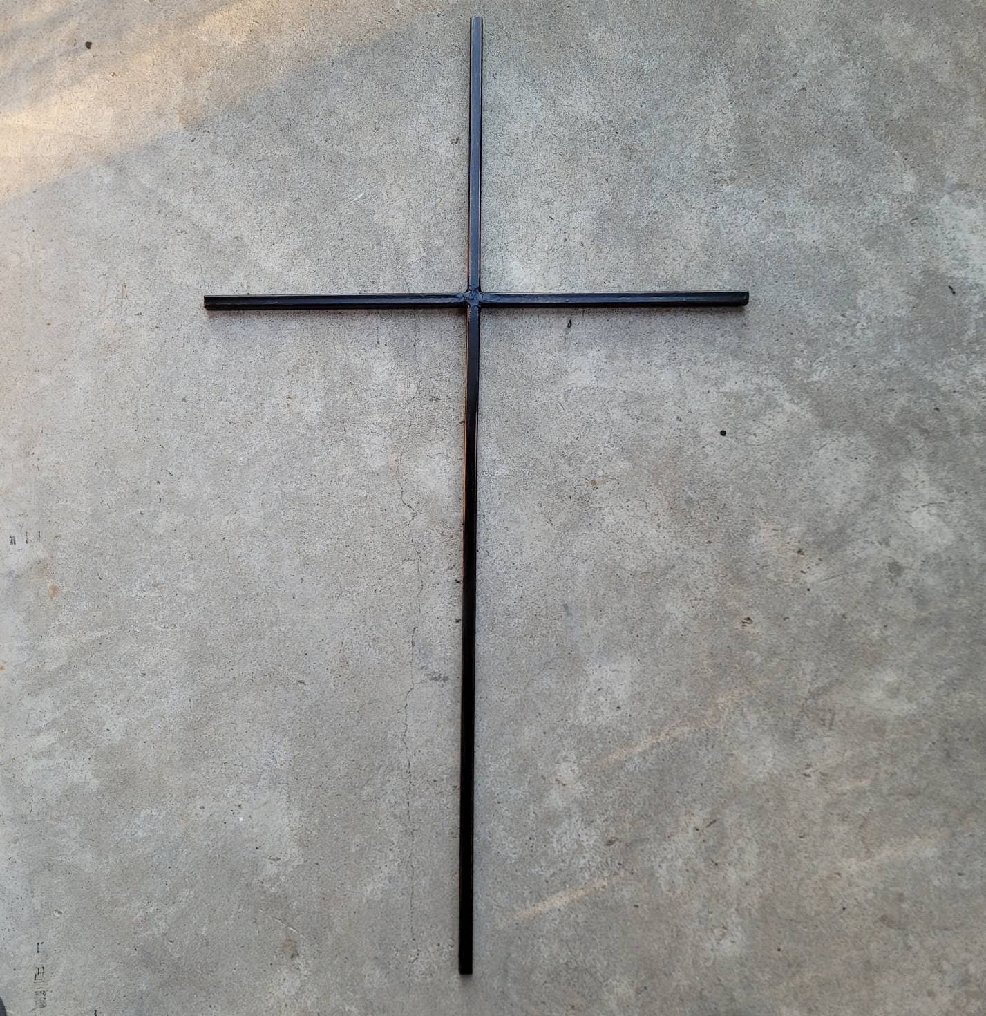 Large Iron Wall Cross. Handmade and hand painted. 36 inches tall. Original Design.