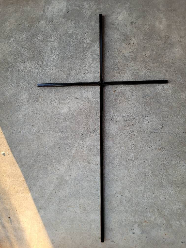 Large Iron Wall Cross. Handmade and hand painted. 36 inches tall. Original Design.